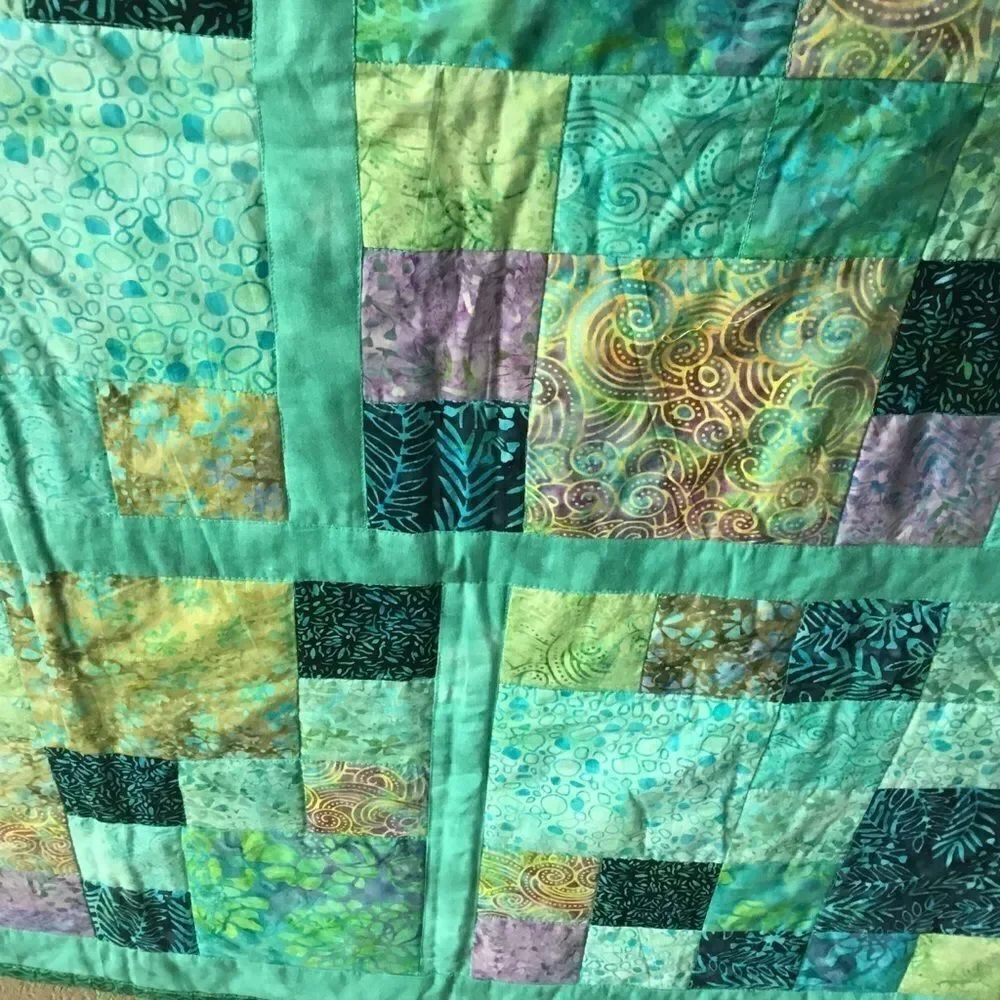 Handmade Quilt Beautiful Aqua Tones